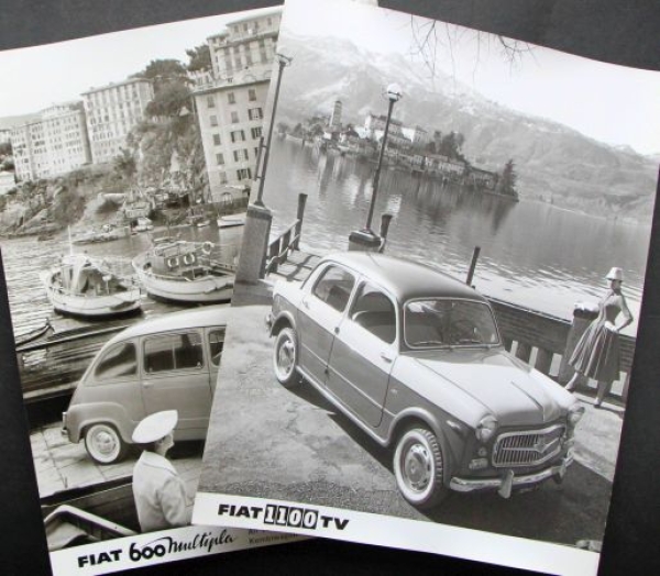 Fiat 1100 TV + 600 Multipla 1957 two Factoryphotos (6766)